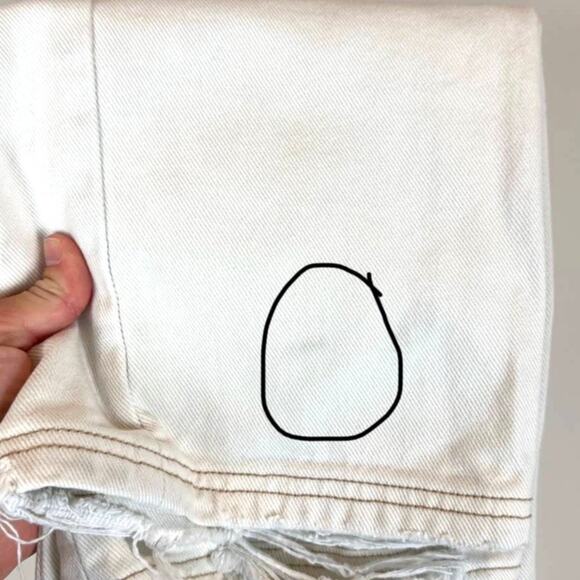 Free People Straight Leg CRVY High Rise Distressed Jeans Womens 27 Ivory - Picture 7 of 7